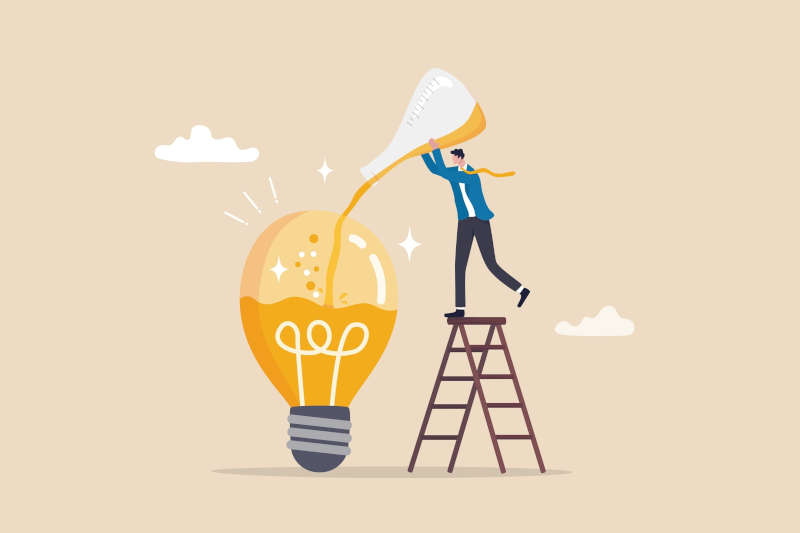 vector image of a man and a lightbulb