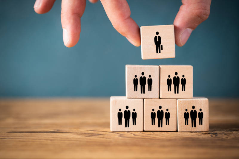 A pyramid of block representing a leadership structure