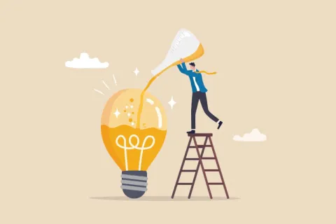vector image of a man and a lightbulb