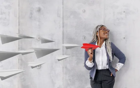 A woman anticipating becoming a strong leader in her organization